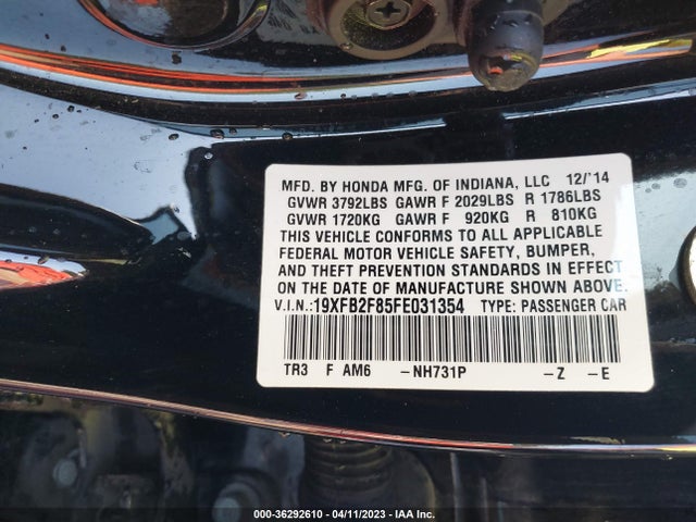 Honda Civic Sedan Ex 2015 19XFB2F85FE031354 Image 9