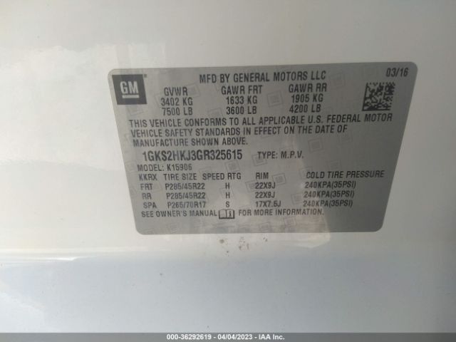 1GKS2HKJ3GR325615 GMC YUKON XL DENALI