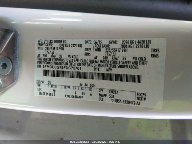 1FMCU0G78FUC75701 Ford ESCAPE SE