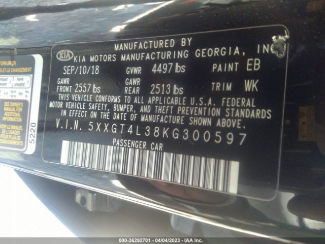 5XXGT4L38KG300597 KIA Optima Lx