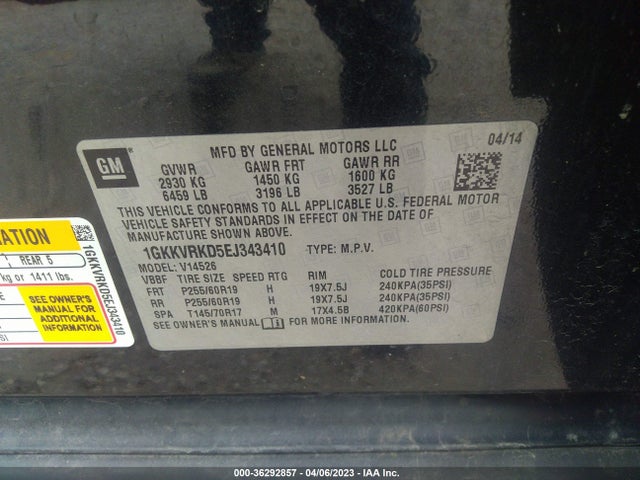 GMC ACADIA SLT 2014 1GKKVRKD5EJ343410 Image 9