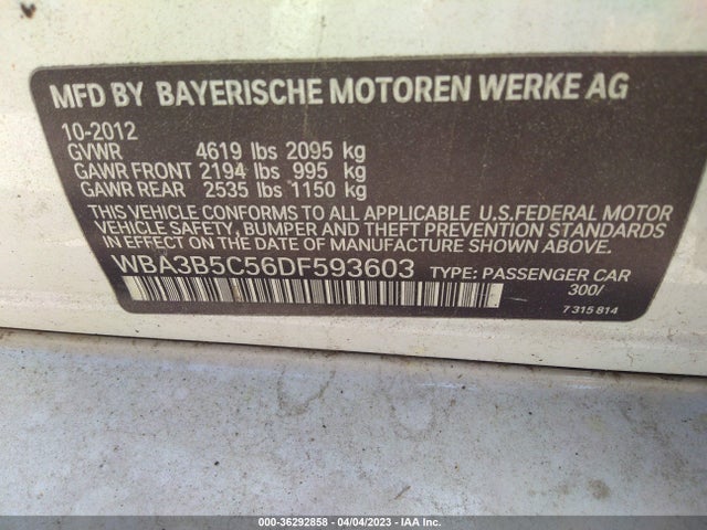 2013 BMW 3 SERIES 328I XDRIVE VIN: WBA3B5C56DF593603
