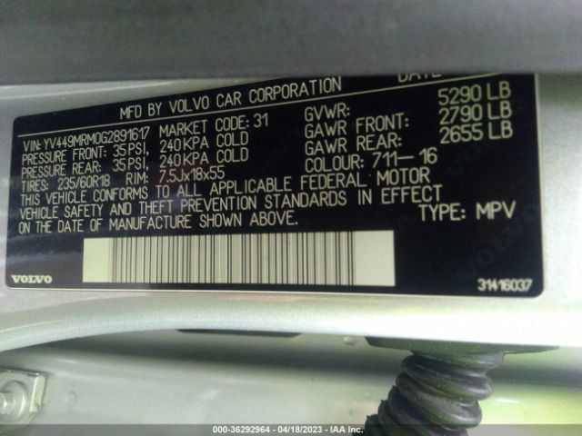 YV449MRM0G2891617 Volvo Xc60 T6 Drive-e Platinum