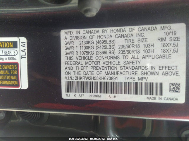 Honda CR-V EX 2019 2HKRW2H55KH673891 Image 9