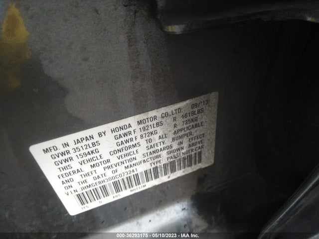 2013 HONDA FIT VIN: JHMGE8H30DC073241
