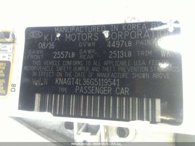 KNAGT4L36G5119541 KIA Optima Lx