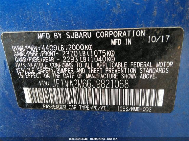 JF1VA2M66J9821068 Subaru Wrx Sti