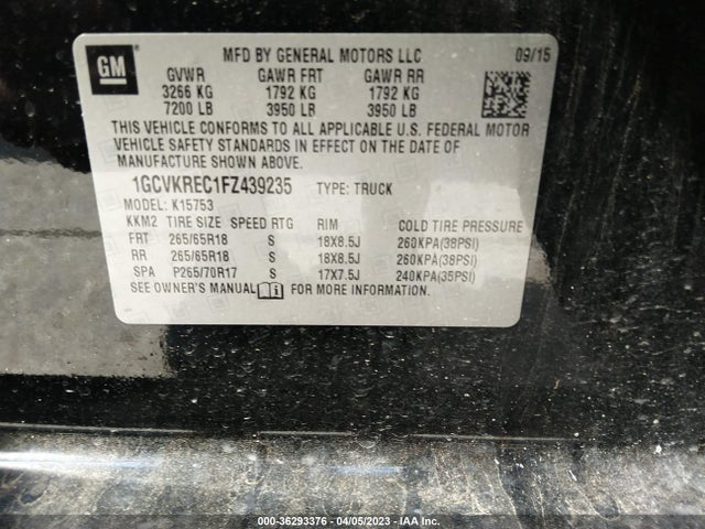 Chevrolet Silverado 1500 Lt 2015 1GCVKREC1FZ439235 Image 9