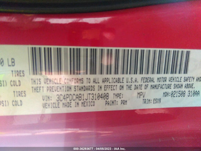 Dodge JOURNEY SE 2018 3C4PDCAB1JT310408 Image 9
