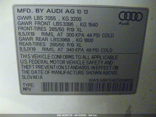 WA1LMBFE4ED008628 Audi Q7 3.0l Tdi Premium Plus