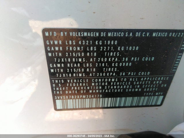 3VVSX7B2XPM304179 Volkswagen TAOS SE