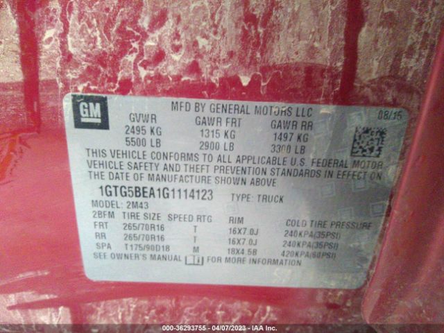 1GTG5BEA1G1114123 GMC Canyon 2wd