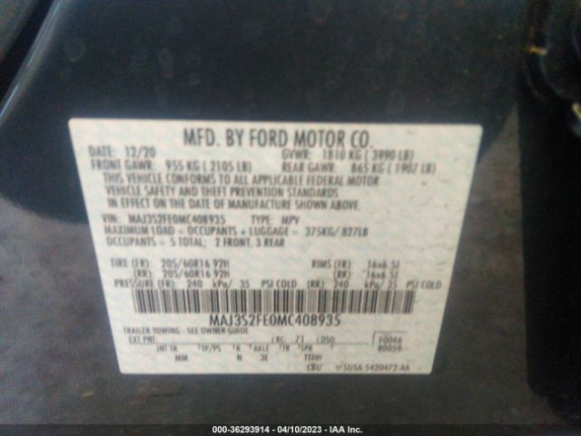 MAJ3S2FE0MC408935 Ford ECOSPORT S