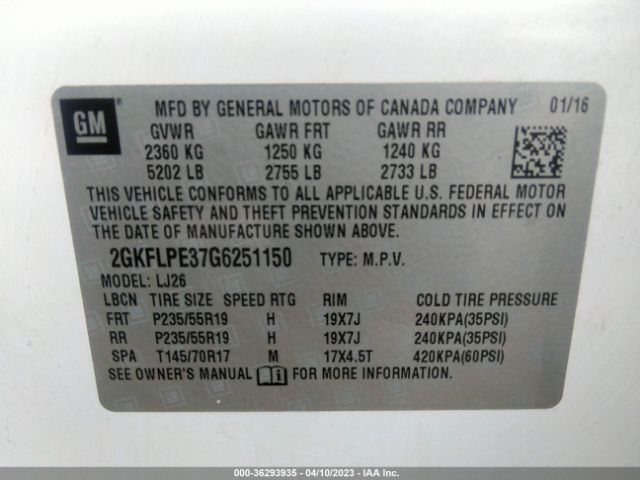 2GKFLPE37G6251150 GMC Terrain Slt
