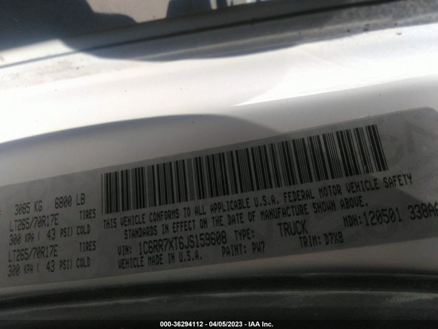 RAM 1500 Ssv 2018 1C6RR7XT6JS159608 Image 10