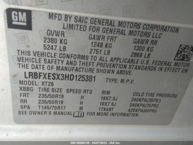 LRBFXESX3HD125381 Buick Envision Premium I