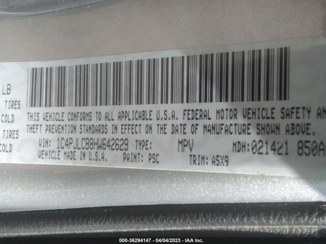 1C4PJLCB8HW642629 Jeep Cherokee Latitude