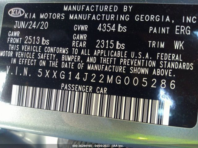 5XXG14J22MG005286 KIA K5 LXS