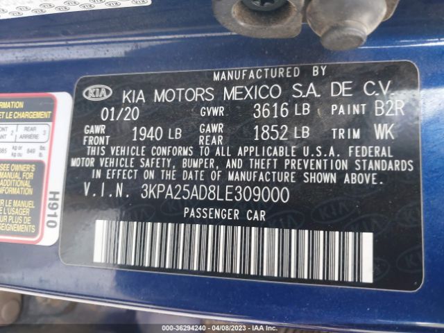 3KPA25AD8LE309000 KIA Rio 5-door S