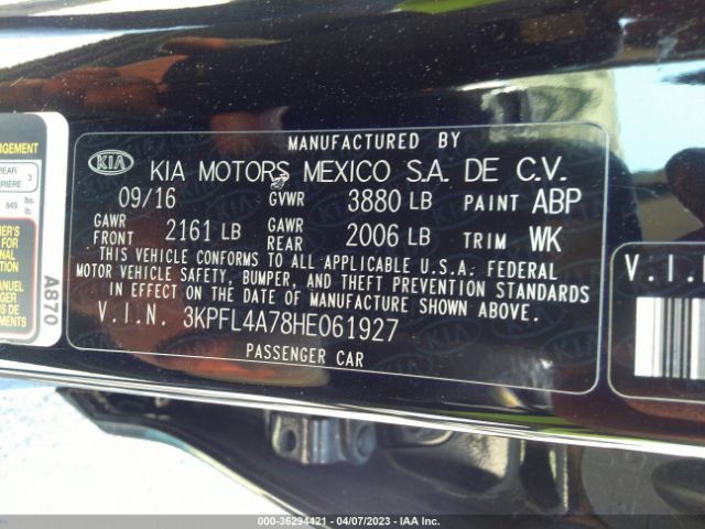 3KPFL4A78HE061927 KIA FORTE LX
