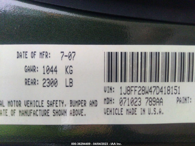 2007 JEEP PATRIOT SPORT VIN: 1J8FF28W47D418151