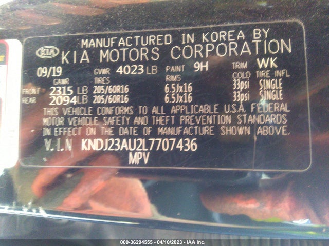 KIA SOUL S 2020 KNDJ23AU2L7707436 Image 10