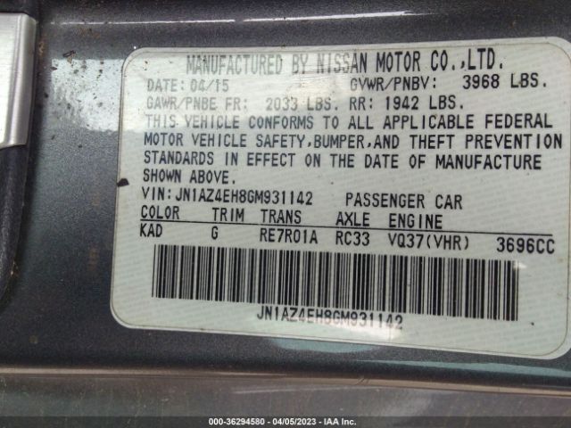 JN1AZ4EH8GM931142 Nissan 370Z