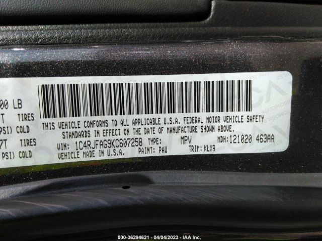 1C4RJFAG9KC607258 Jeep Grand Cherokee Altitude