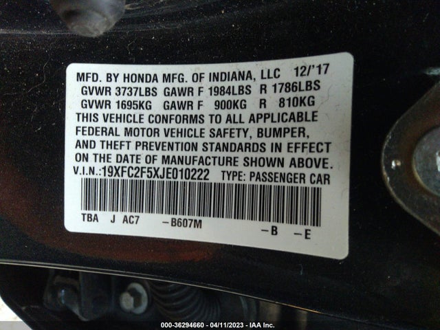 Honda Civic Sedan Lx 2018 19XFC2F5XJE010222 Image 9
