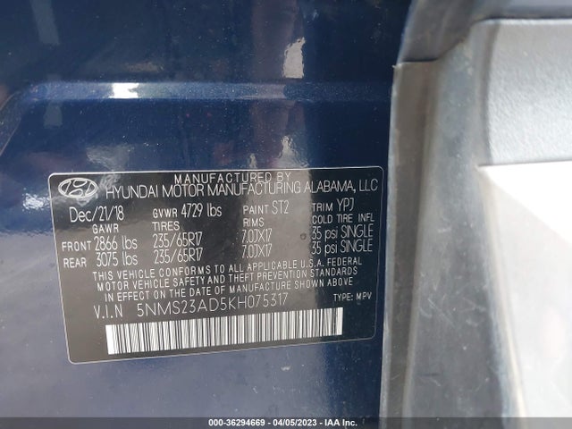 Hyundai Santa Fe Se 2019 5NMS23AD5KH075317 Image 11