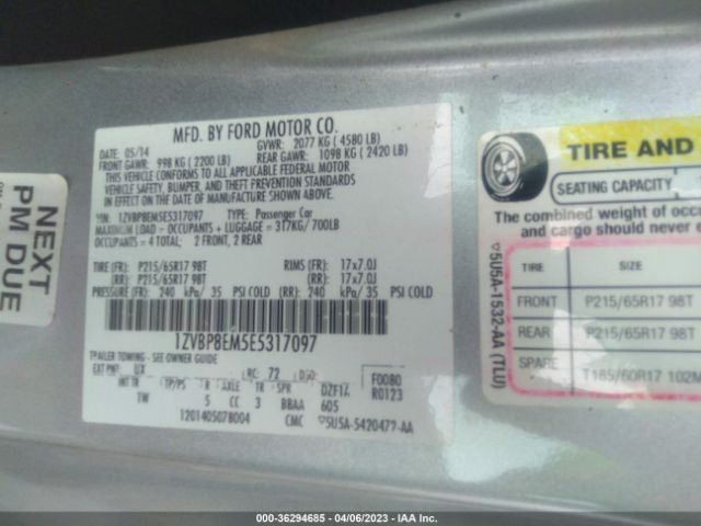 1ZVBP8EM5E5317097 Ford Mustang V6