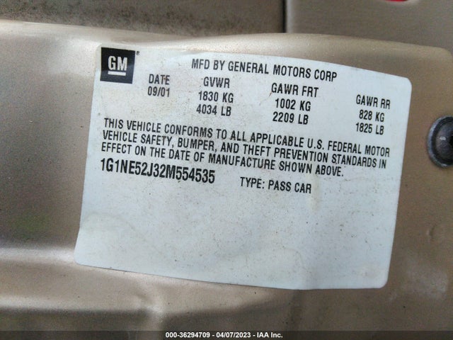 2002 CHEVROLET MALIBU LS VIN: 1G1NE52J32M554535