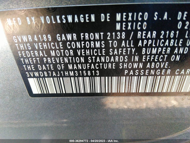 2017 VOLKSWAGEN JETTA 1.4T SE VIN: 3VWDB7AJ1HM315813