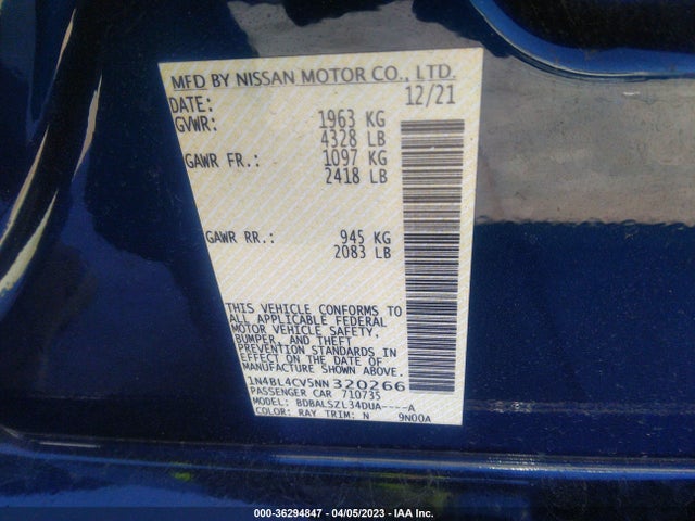 Nissan Altima 2.5 Sr 2022 1N4BL4CV5NN320266 Image 9