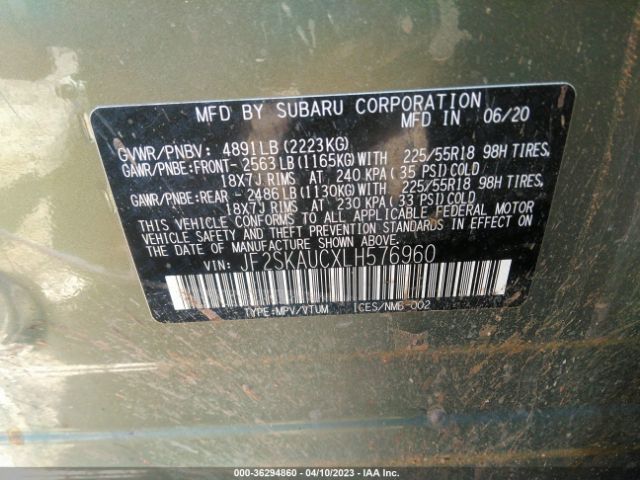 JF2SKAUCXLH576960 Subaru Forester Limited