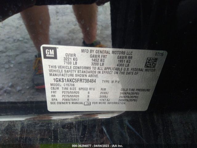 1GKS1AKC5FR738484 GMC YUKON SLE