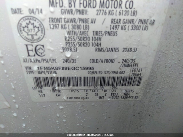 Ford Explorer Limited 2014 1FM5K8F89EGC15995 Image 10