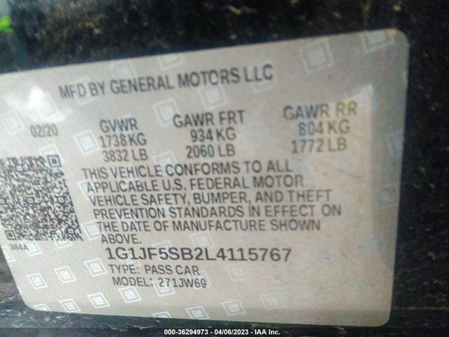 Chevrolet Sonic Premier 2020 1G1JF5SB2L4115767 Image 9