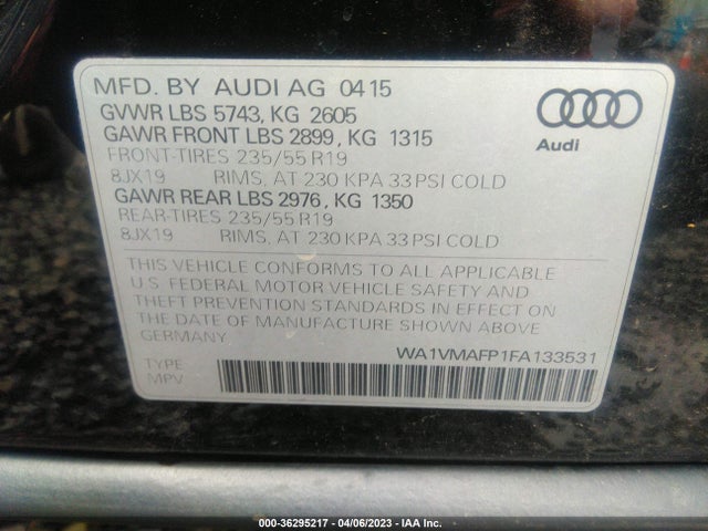 WA1VMAFP1FA133531 Audi Q5 Prestige