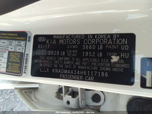 KNADM4A34H6117186 KIA RIO LX