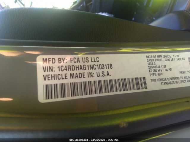 1C4RDHAG1NC103178 Dodge Durango Sxt