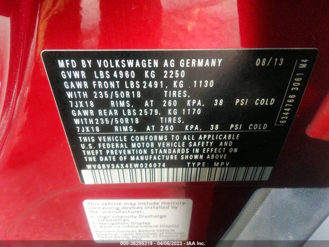 WVGBV3AX4EW026074 Volkswagen Tiguan Sel