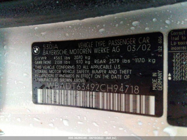 2002 BMW 5 SERIES WBADT63492CH94718 Photo 8