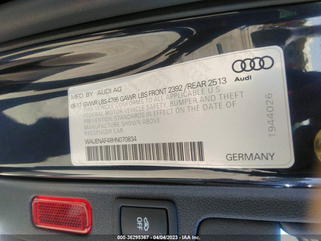 WAUENAF48HN070834 Audi A4 Premium Plus