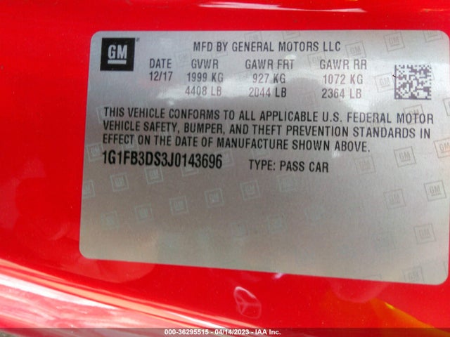 Chevrolet Camaro 1lt 2018 1G1FB3DS3J0143696 Image 10