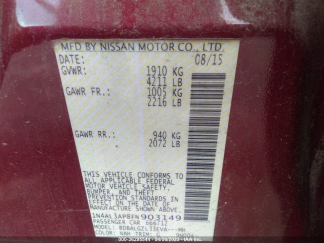 1N4AL3AP8FN903149 Nissan Altima 2.5 S