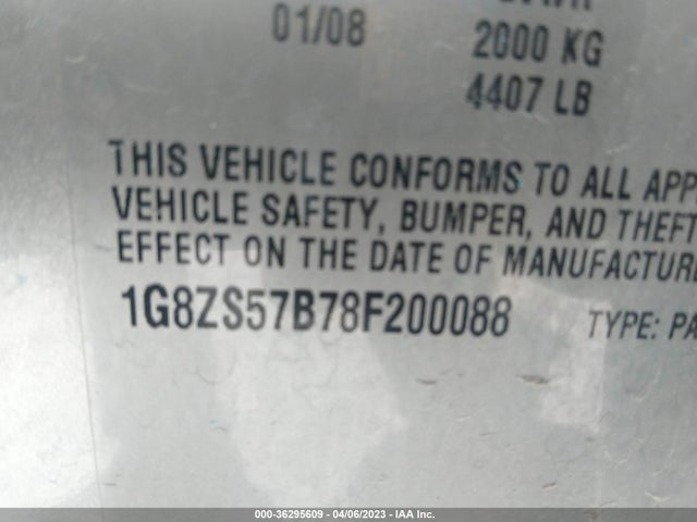 2008 SATURN AURA XE VIN: 1G8ZS57B78F200088
