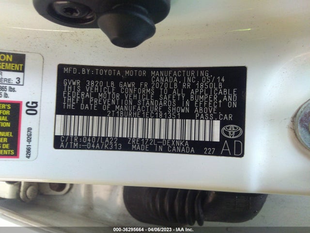 Toyota Corolla Le Premium 2014 2T1BURHE1EC181351 Image 9
