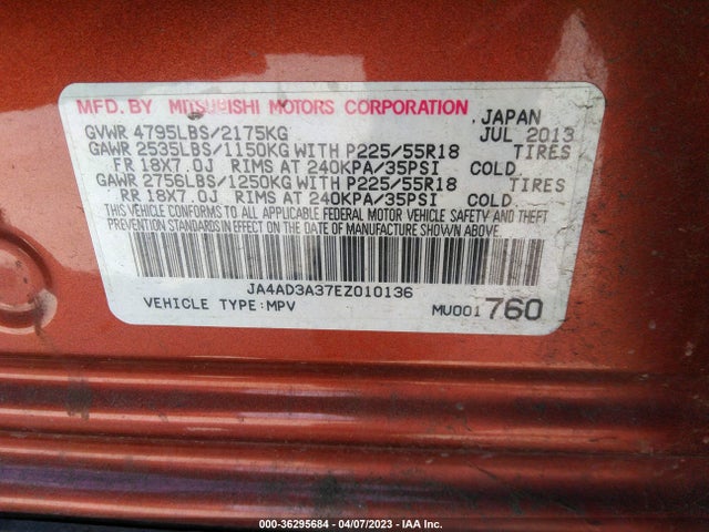 JA4AD3A37EZ010136 Mitsubishi Outlander Se
