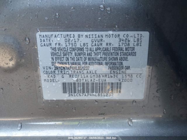 3N1CN7AP4HL851237 Nissan Versa Sedan S Plus